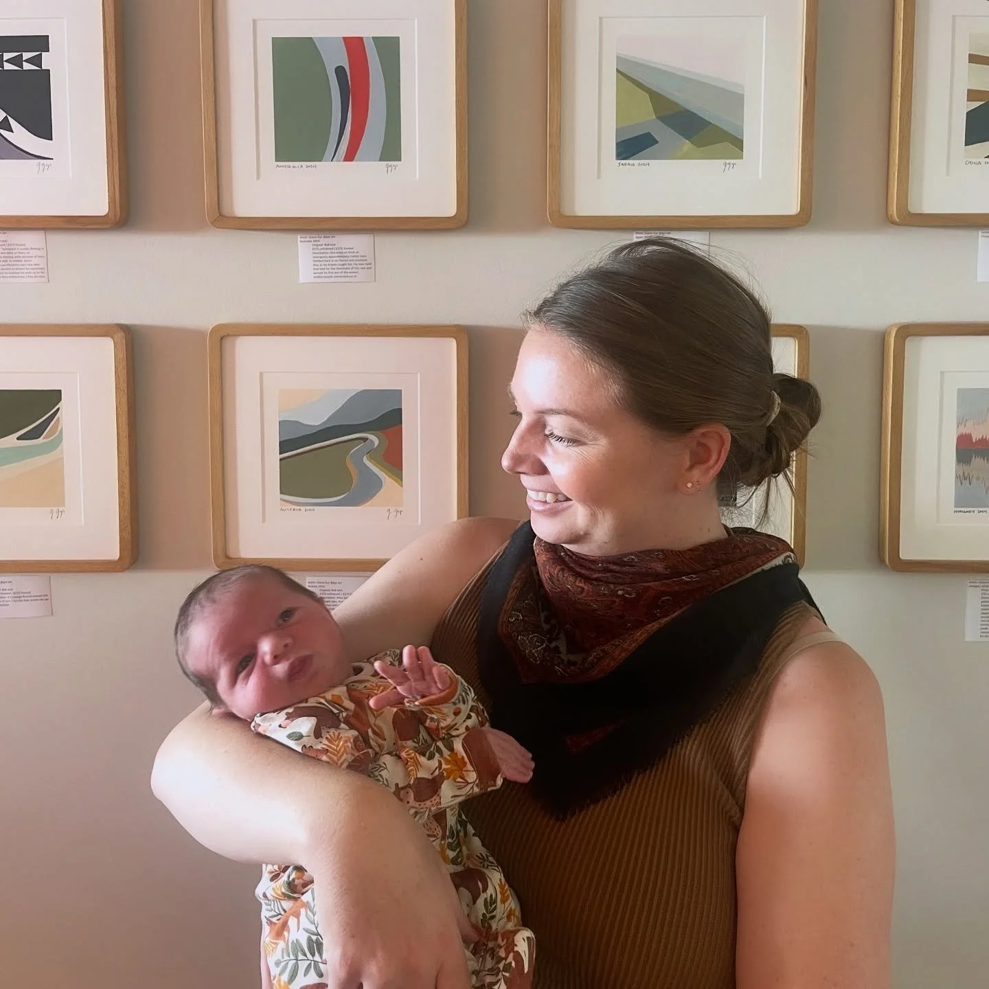 Baby&rsquo;s first trip to Silverstone at 13 days old 🏁 We were in Oxfordshire to look at some tile for our renovation, but the showroom was close to the circuit so we stopped by to take a look at my art displayed at @escapade - it was so special to