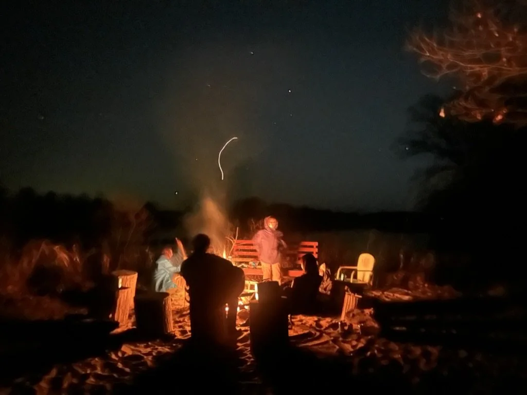  Around the fire, Oxbow. Part of our trip to harvest clay in Michigan. A beautiful evening by the lagoon.  