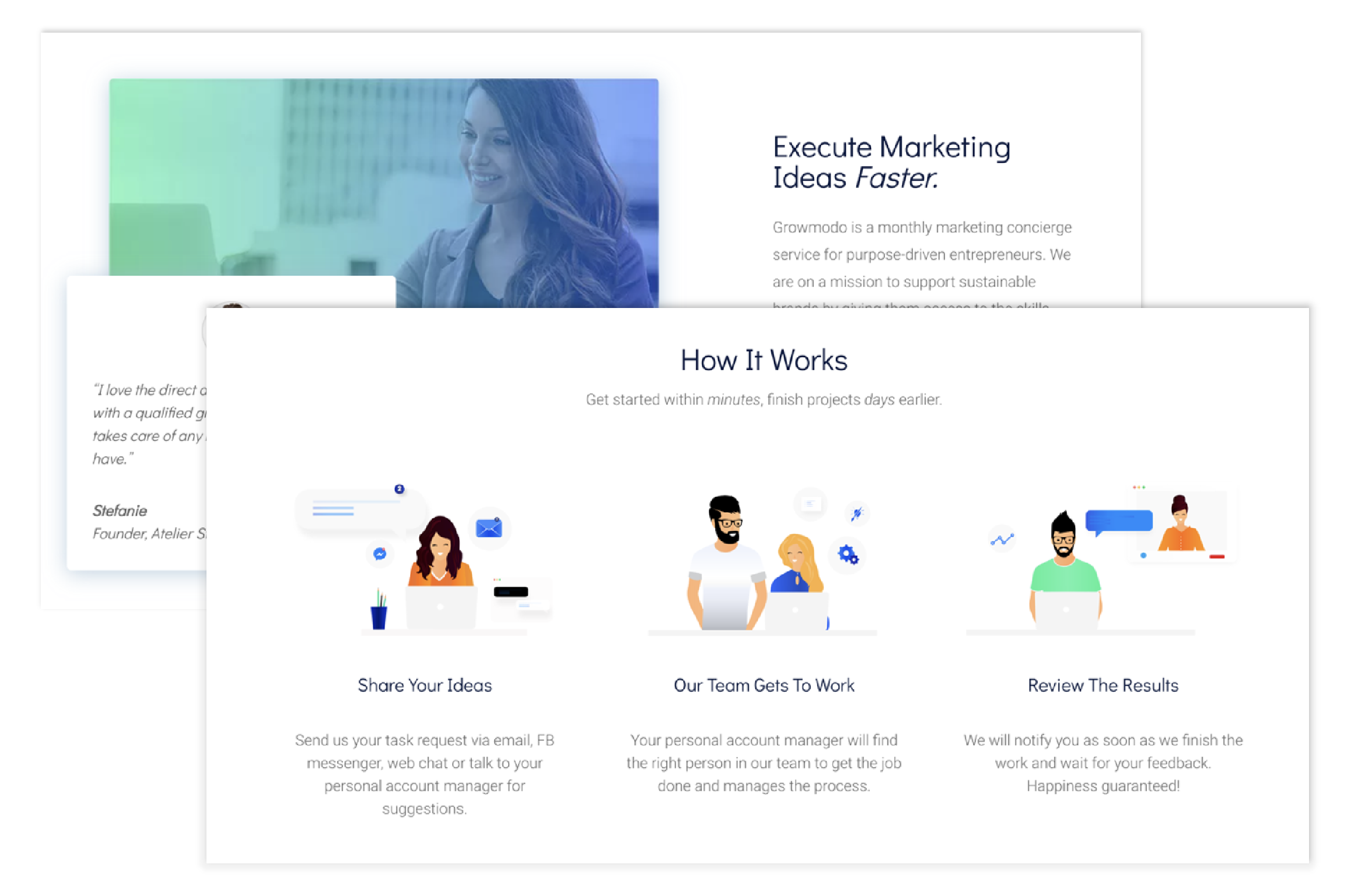 Screenshots of Growmodo, a non-competitor