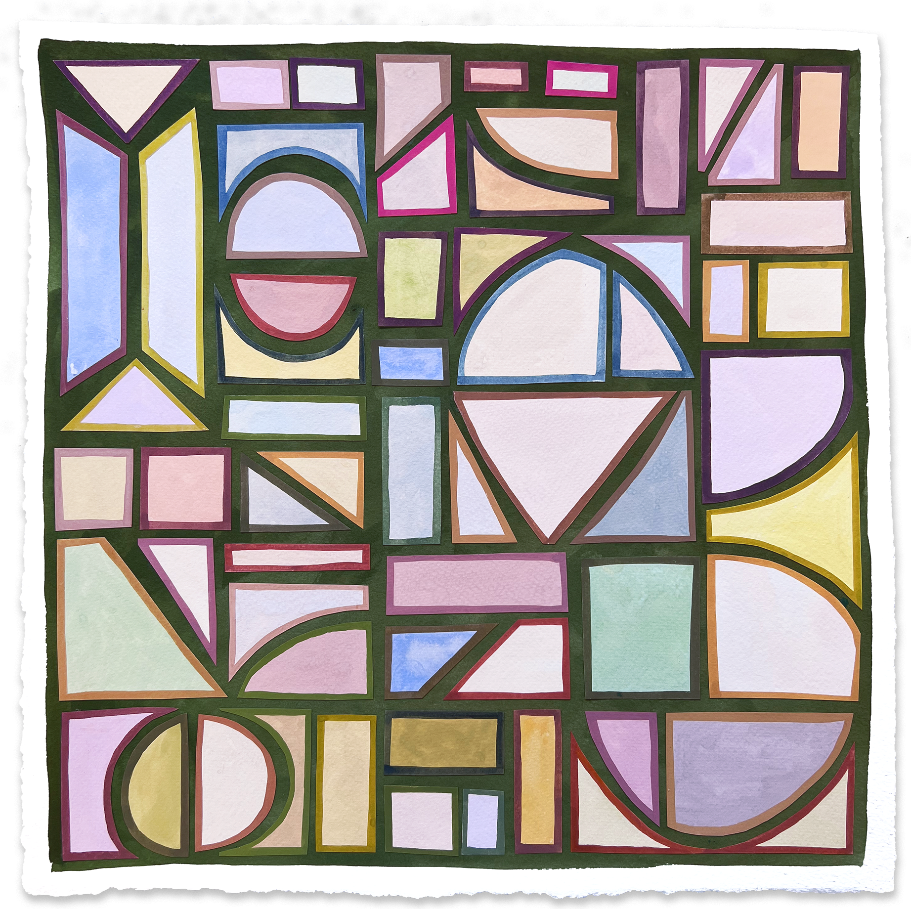 'Pastel Stained Glass' - collage on paper - SOLD