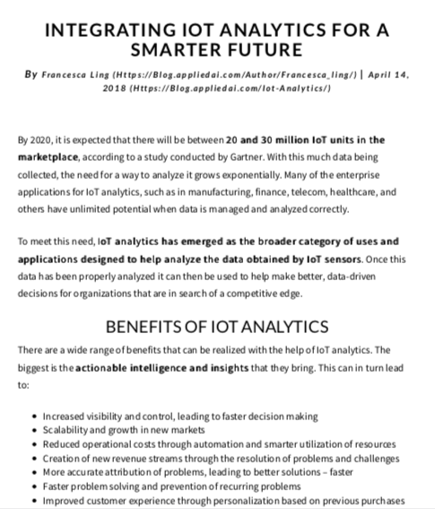   Integrating IoT Analytics for a Smarter Future  