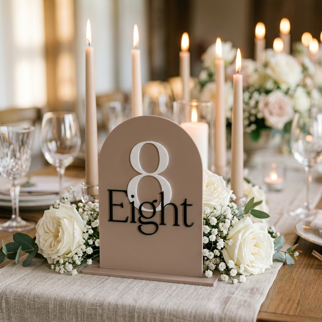 Personalised Tall Arched Acrylic Table Numbers