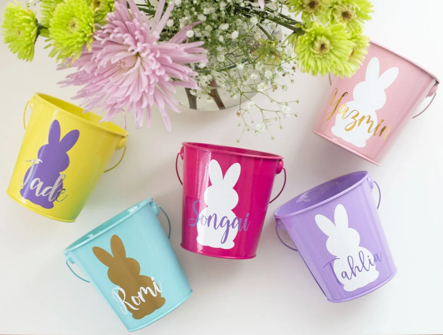 Our custom Easter buckets are the perfect addition to helping your kiddies collect all those eggs! 🐣