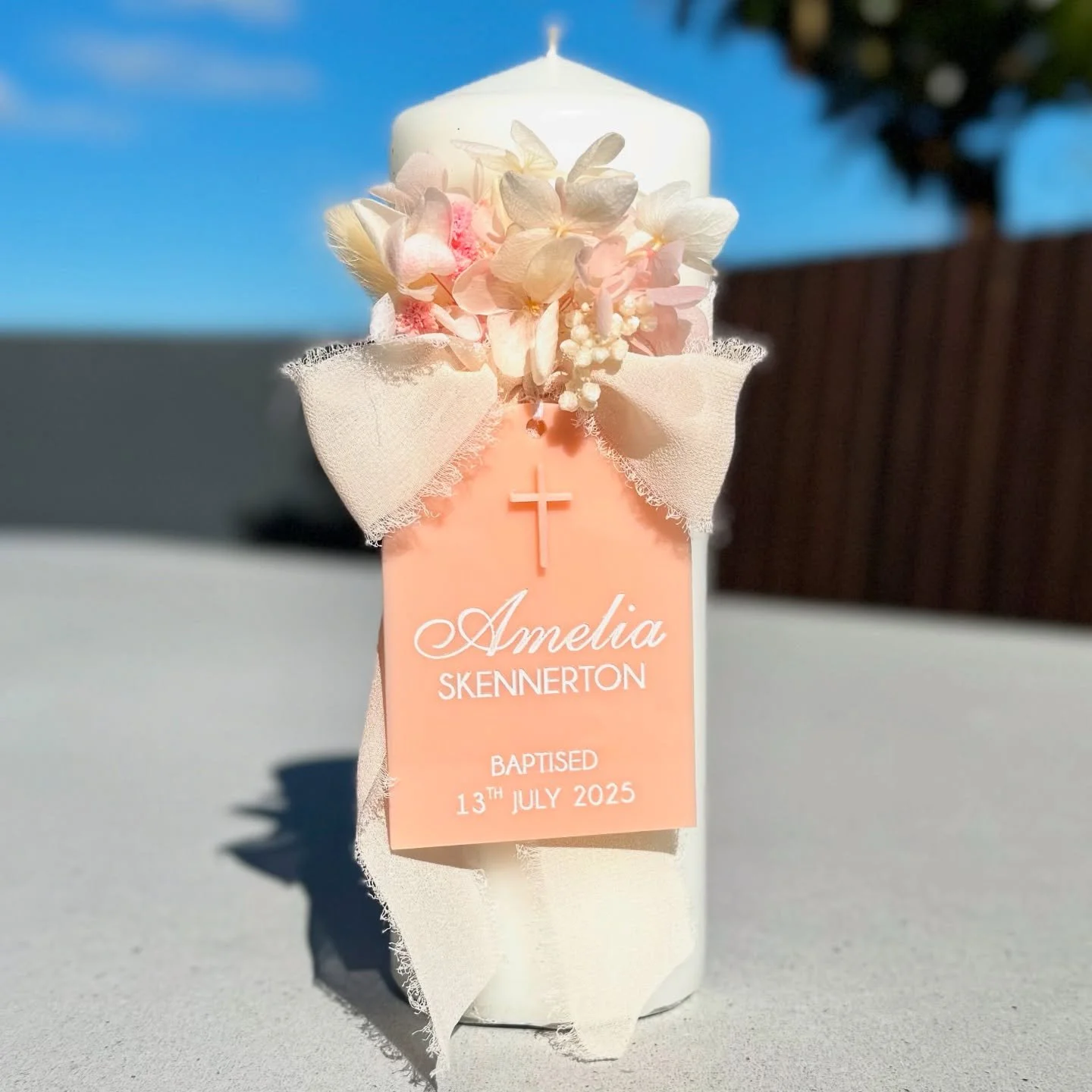 Design your own personalised Baptism candle 🕊️ Swipe to see all colours available &gt;&gt;

Now live on the store, tap the link in bio to order 🫶

#personalisedgift #baptismdecor #babykeepsake #customcandle #australiansmallbusiness