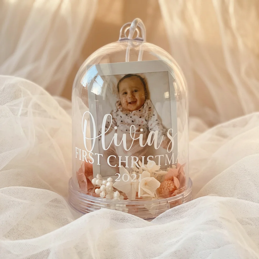 Personalised Floral Polaroid Christmas Dome