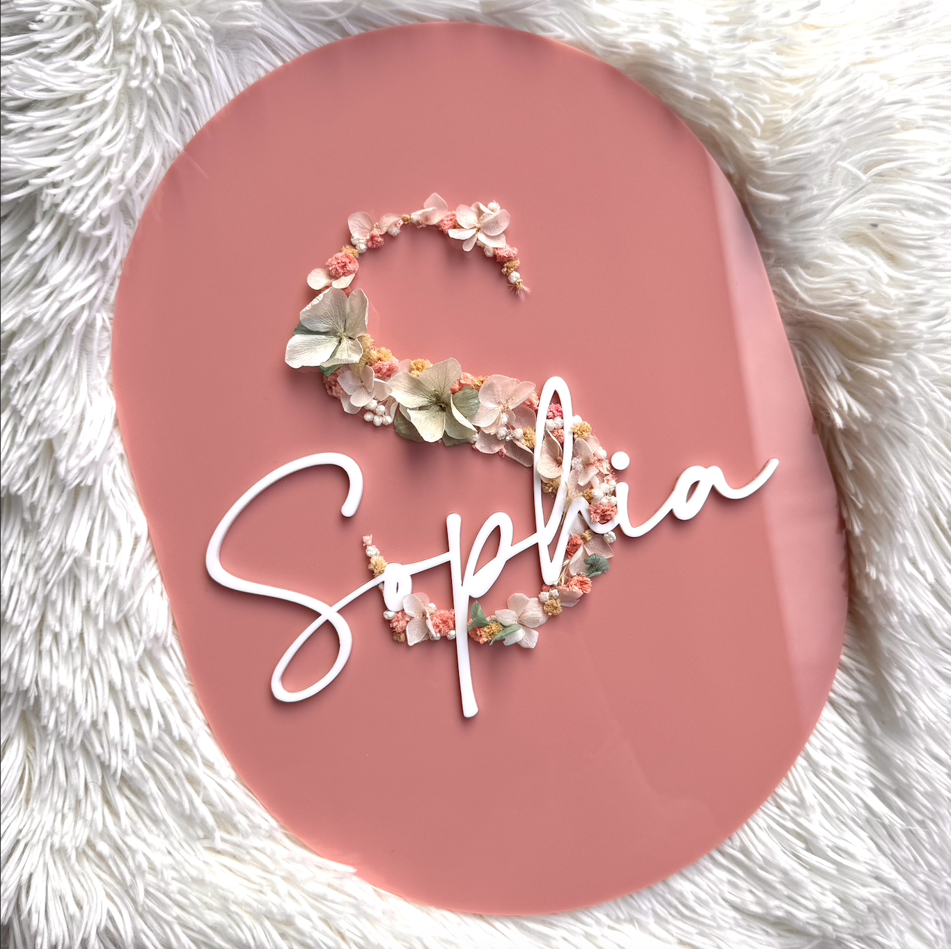 Personalised Oval Floral Name Plaque