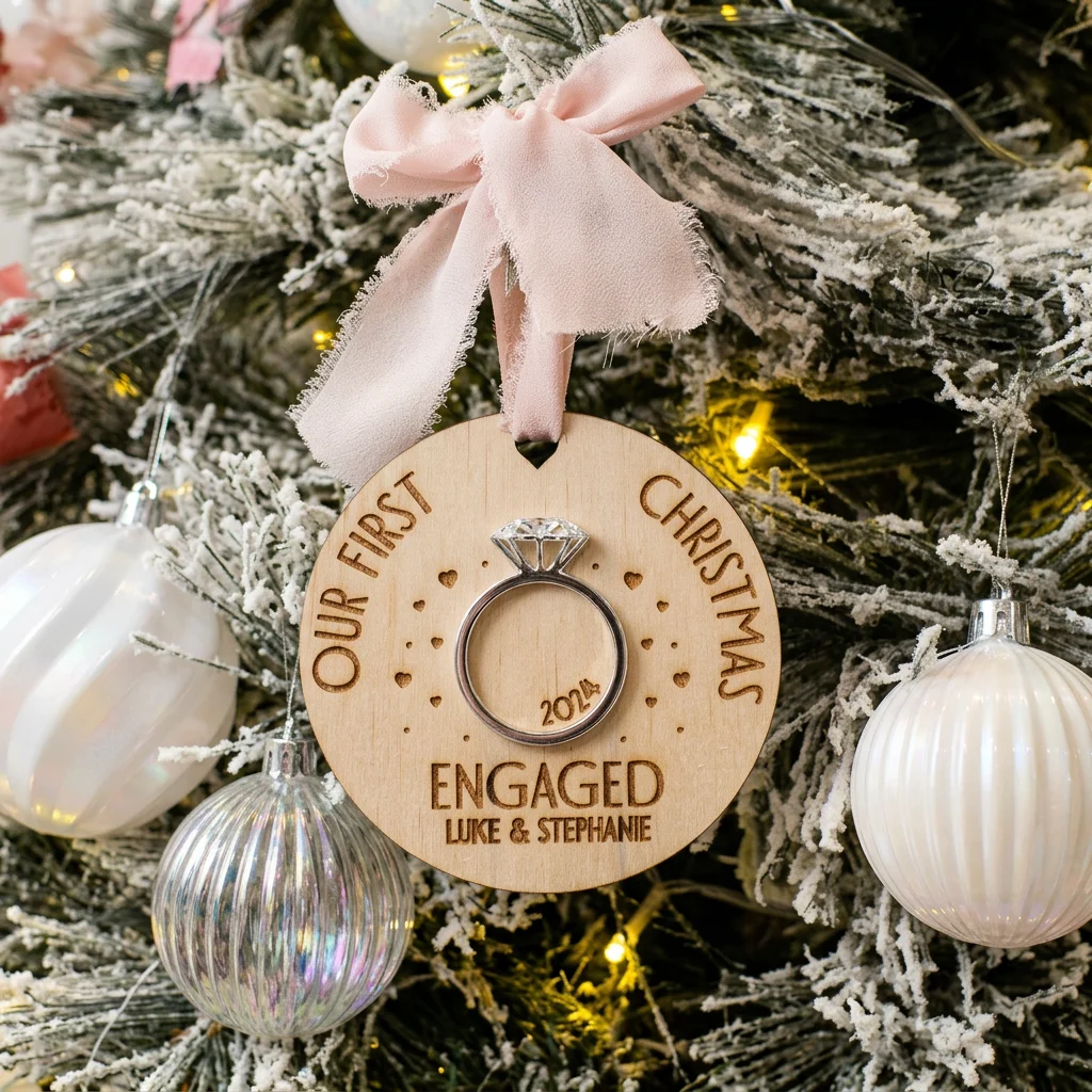 Personalised First Christmas Engaged Ornament