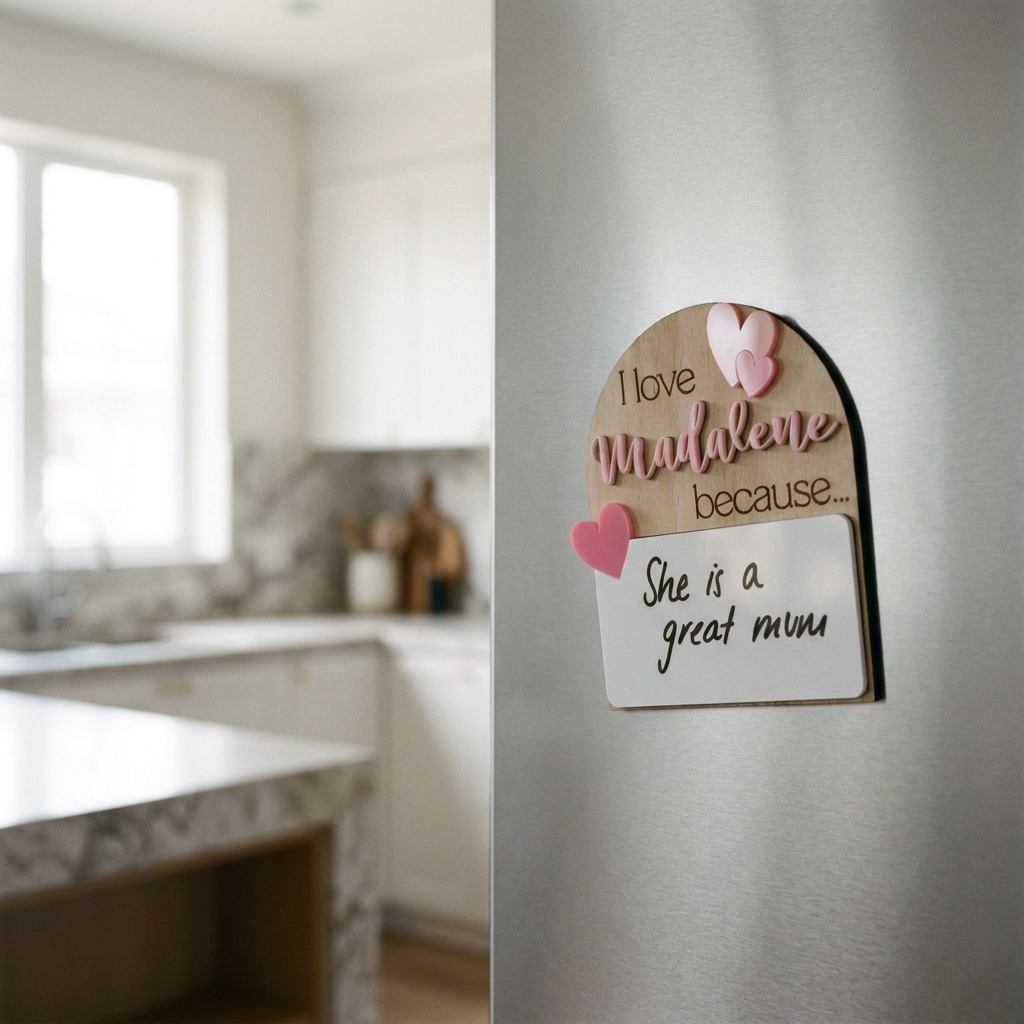 Speech bubble whiteboard magnet for writing reusable love notes