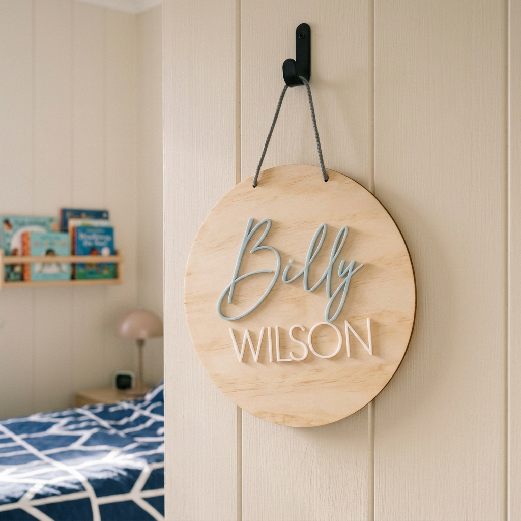 Personalised Round Nursery Name Plaque