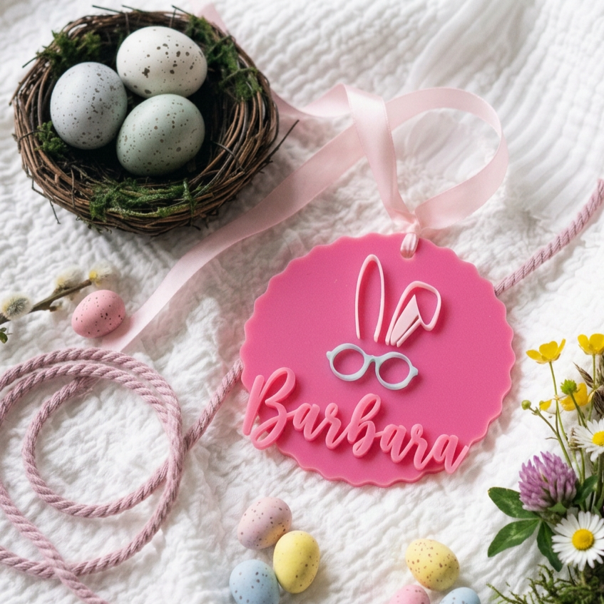 Personalised Wavy Acrylic Easter Tag