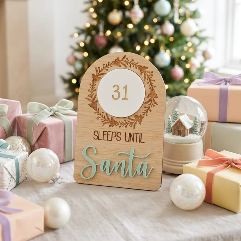 Sleeps Until Santa Christmas Countdown Board
