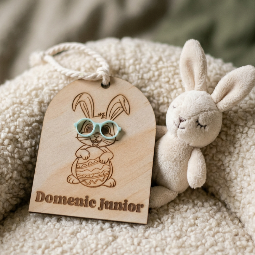 Personalised Bunny Acrylic + Timber Easter Tag