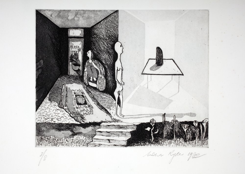   Grey Box   ( 1980)  Etching with aquatint  This print was also used in a small mirrored box.  Photographer: Carl Warner  