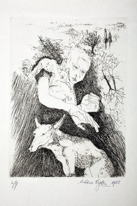   Giles and Mouse  (1983)  Etching  Photographer: Don Hildred 