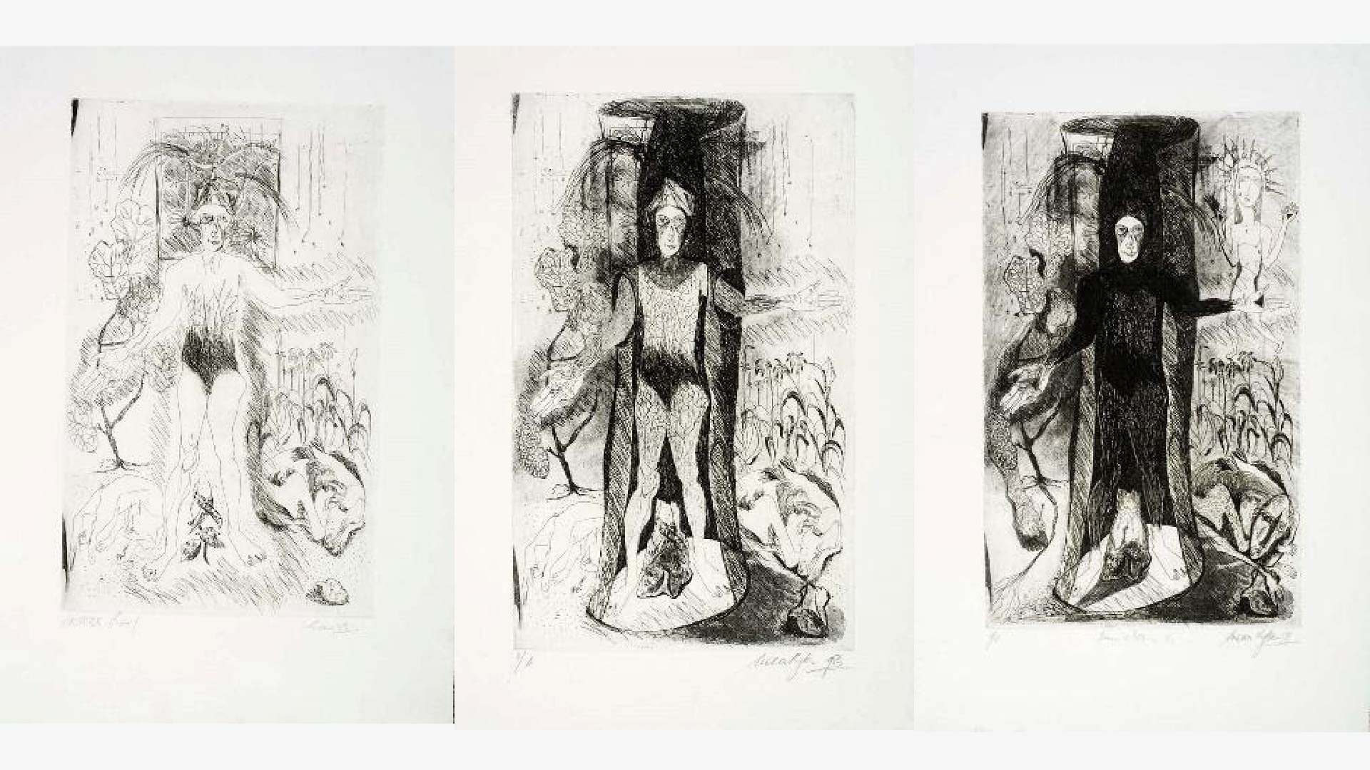   Three States of Tree Woman 1, 11 and 111 ( 1983)&nbsp;  Etchings  Photographer: Carl Warner 