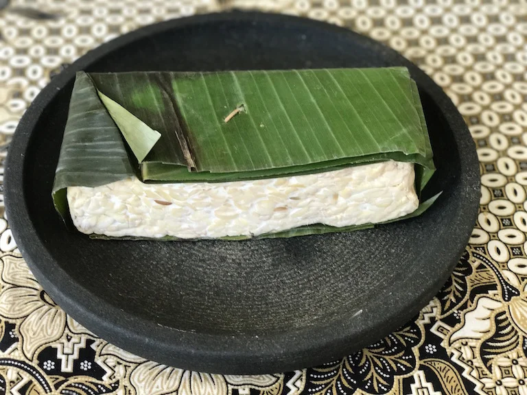 Tempeh is traditionally wrapped in banana leaf