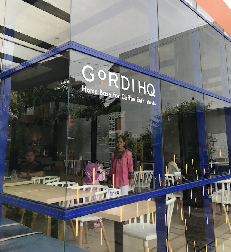 Keep your eyes peeled for the blue window frames of Gordi as you come along Jl. Jeruk Purut Dalam