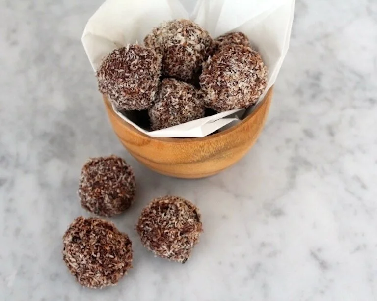 Super Easy Cacao + Coconut Balls