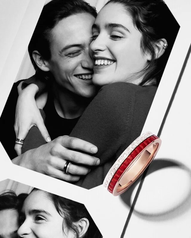 Boucheron宝诗龙Quatre Red系列玫瑰金镶钻戒指