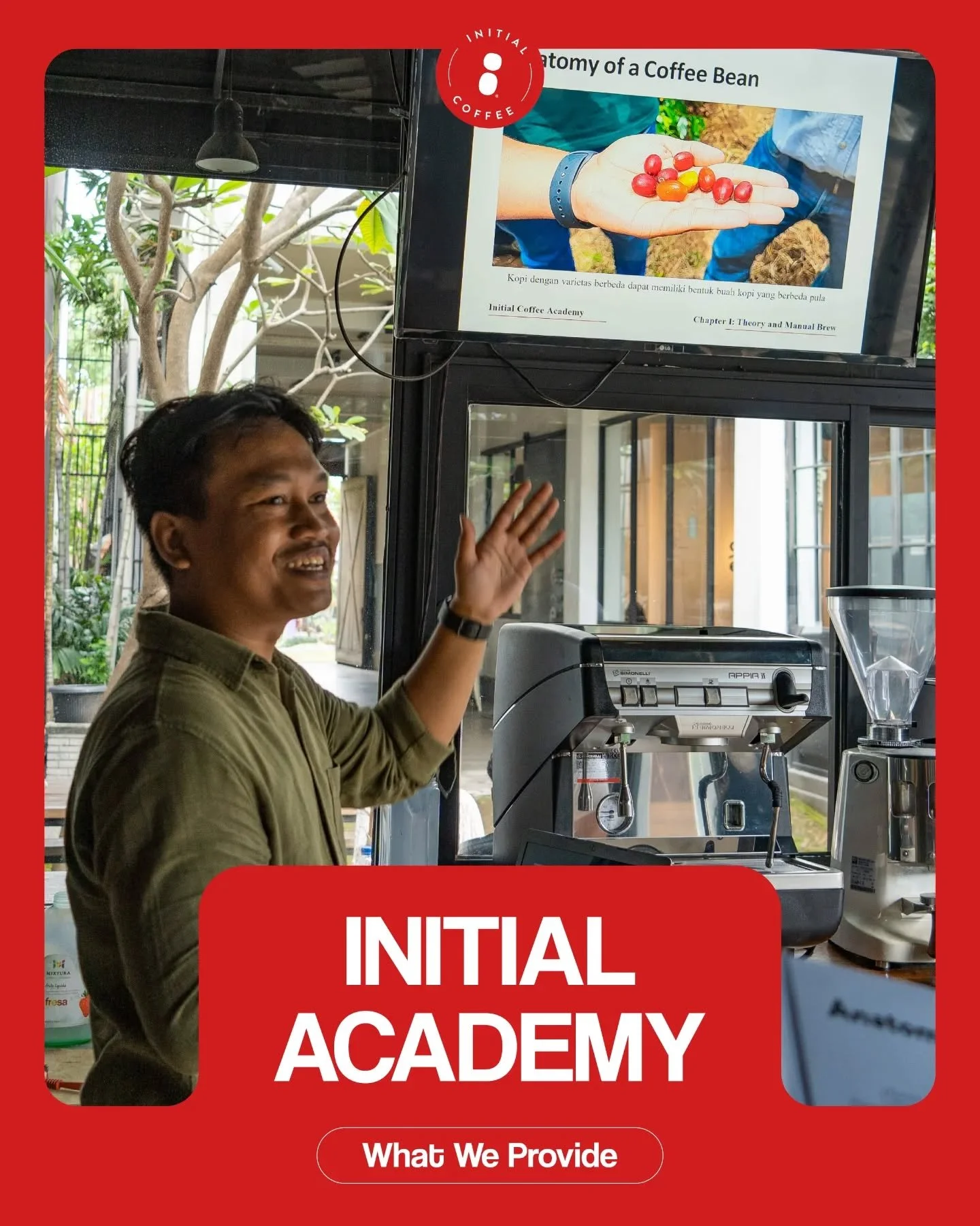 Everything that you can get from @initialcoffeeacademy! Cek dulu yuk beberapa service yang cocok buat Teman-Teman Initial. 😃✨️
___

Initial Coffee Roasters
Jl. Anjasmoro No. 32, Surabaya
Senin - Sabtu 09:00 - 17:00
Minggu &amp; Hari Libur Nasional -