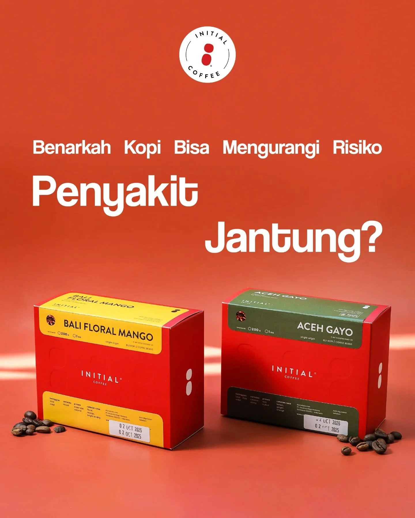 Bisa membantu meningkatkan produktivitas sekaligus mengurangi risiko penyakit jantung. Ini dia beberapa kandungan kesehatan dalam biji kopi! 
___

Initial Coffee Roasters
Jl. Anjasmoro No. 32, Surabaya
Senin - Sabtu 09:00 - 17:00
Minggu &amp; Hari Li