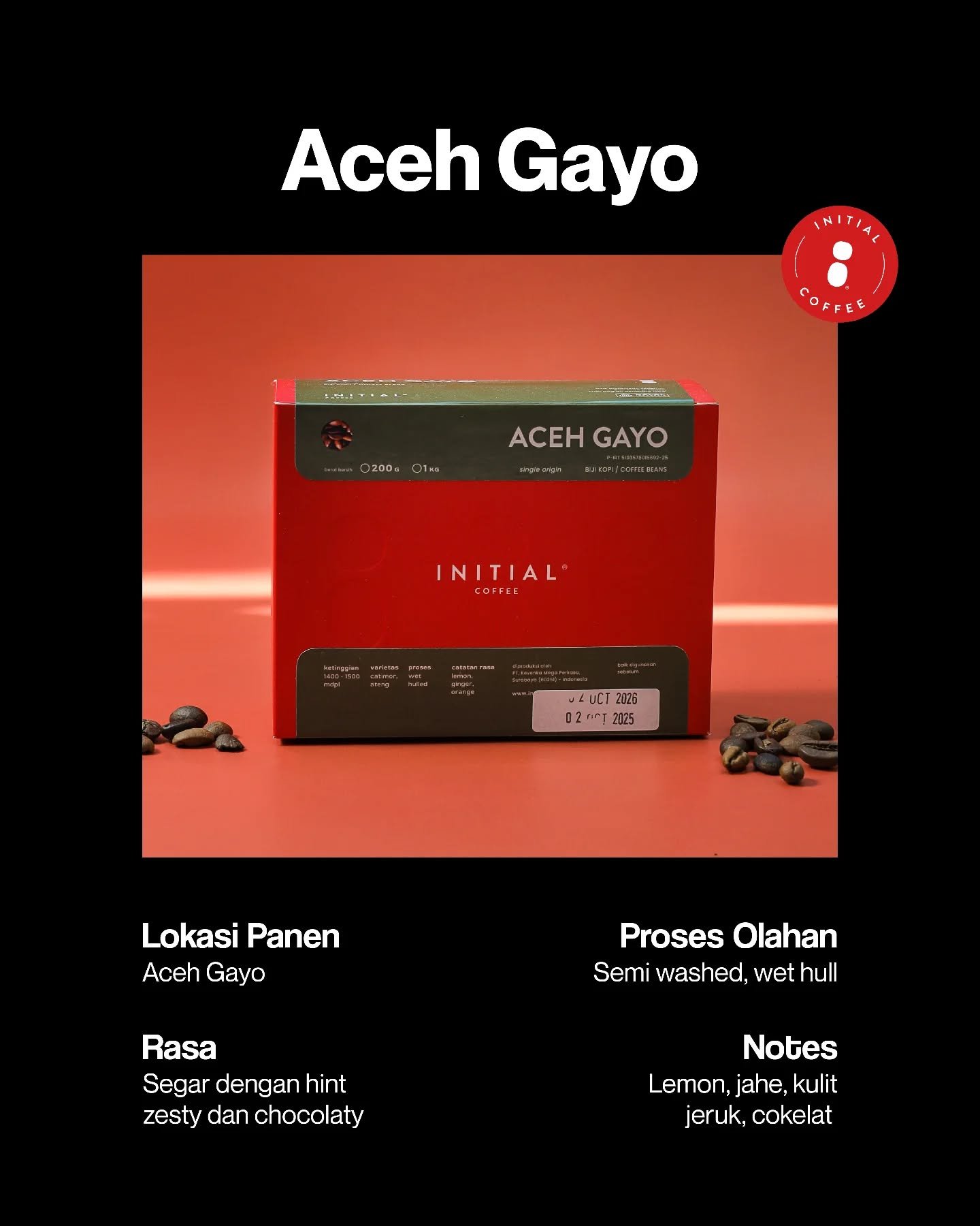 Tumbuh di dataran tinggi yang sejuk, beans satu ini cukup spesial dengan perpaduan rasa segar dan sedikit chocolaty. 

Siapa nih yang sudah cobain Aceh Gayo? 
___

Initial Coffee Roasters
Jl. Anjasmoro No. 32, Surabaya
Senin - Sabtu 09:00 - 17:00
Min