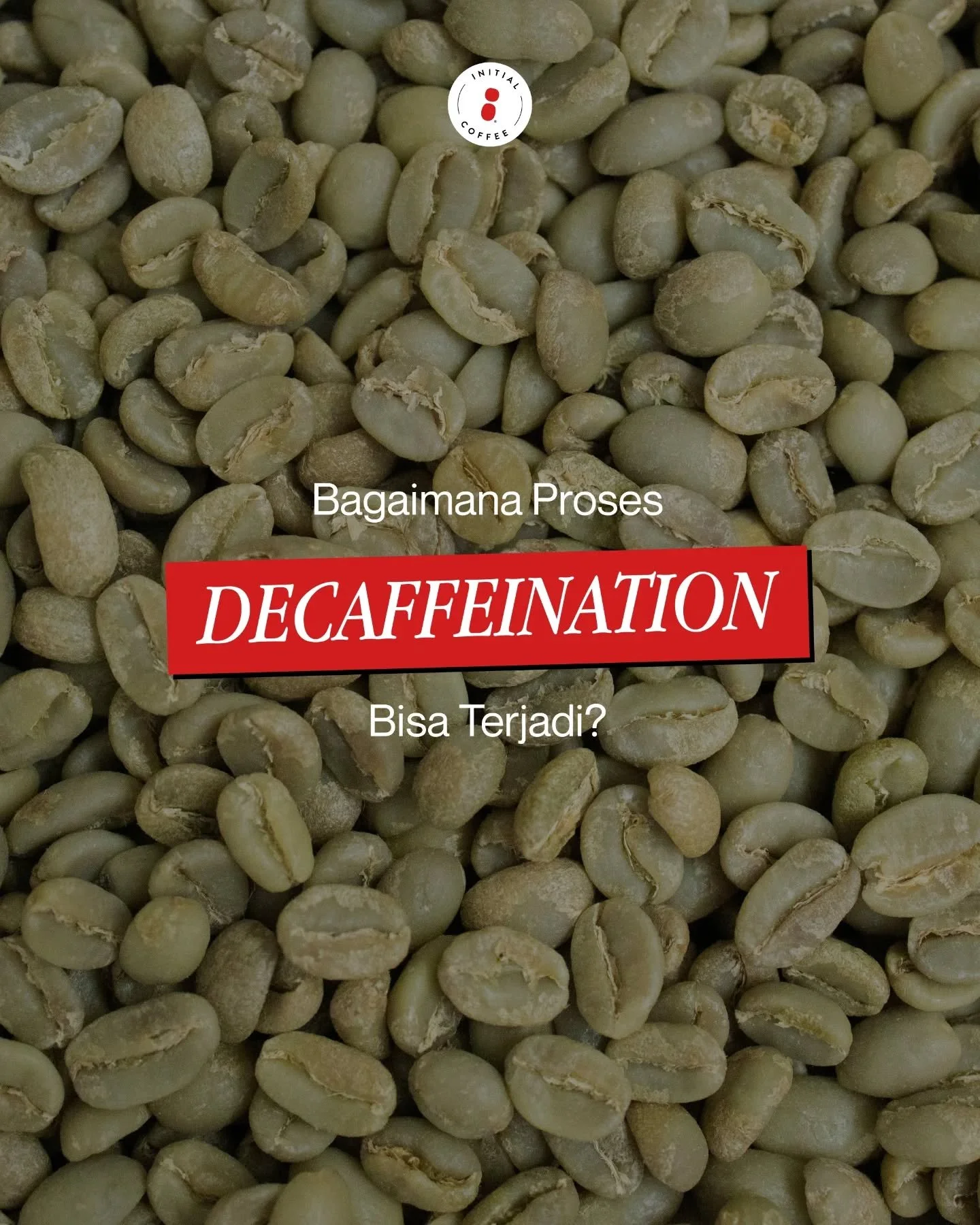 Lebih ringan, tetap nikmat! Ini yang menyebabkan proses decaffeination bisa terjadi. ☕️

Slide buat tahu info lengkapnya! 
___

Initial Coffee Roasters
Jl. Anjasmoro No. 32, Surabaya
Senin - Sabtu 09:00 - 17:00
Minggu &amp; Hari Libur Nasional - tutu