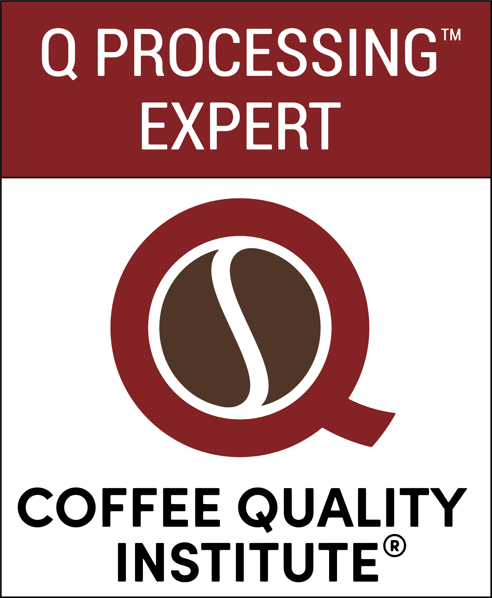 Logo of the Coffee Quality Institute with a stylized coffee bean and the words 'Q Processing™ Expert' above and 'Coffee Quality Institute' below.
