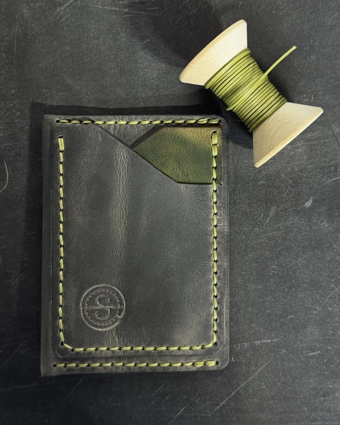 Steel Gray Rustic Modern Card Wallet made from Seidel Crazy Horse leather. Buttery smooth with  a super cool pull up.