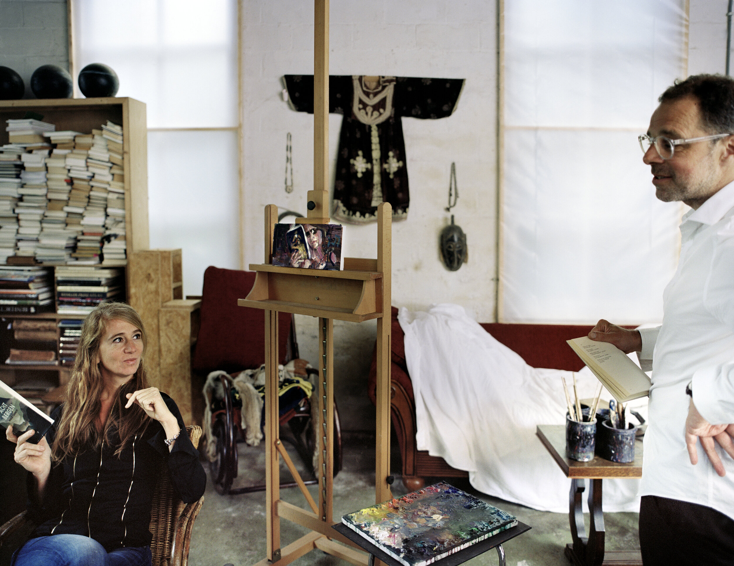  Jelle Van Riet and artist Koen Broucke in his atelier 