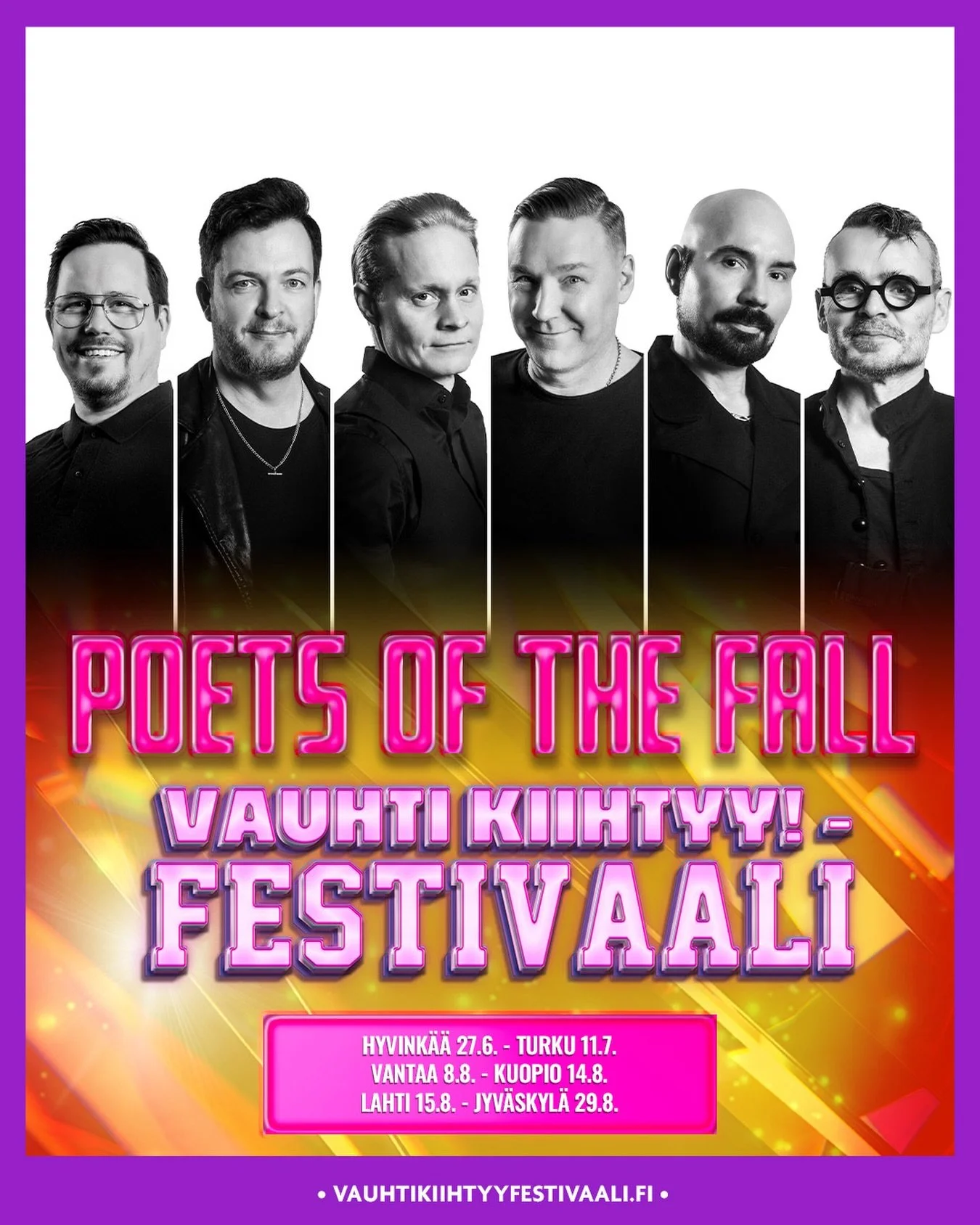 It&rsquo;s gonna be a hot hot festival summer! ☀️🕶️🍉

New dates added, full list of shows coming soon! 

FESTAREILLA N&Auml;HD&Auml;&Auml;N 🔥

👉🏼 www.vauhtikiihtyyfestivaali.fi