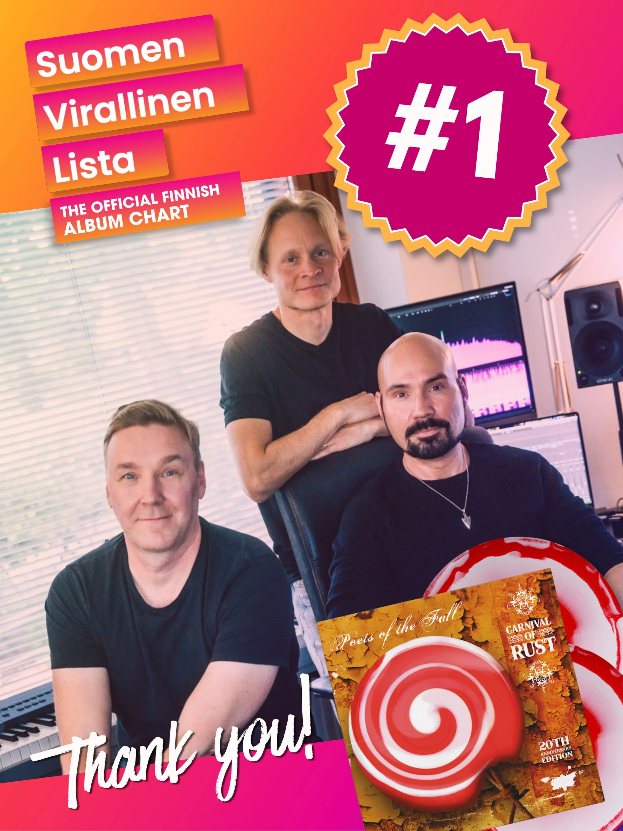 The 20th Anniversary Edition of Carnival of Rust goes straight to ✨#1✨ on the Official Physical Album Chart in Finland! We didn&rsquo;t do too badly on the combined physical + digital chart either, carnivaling our way to #3.

This definitely calls fo