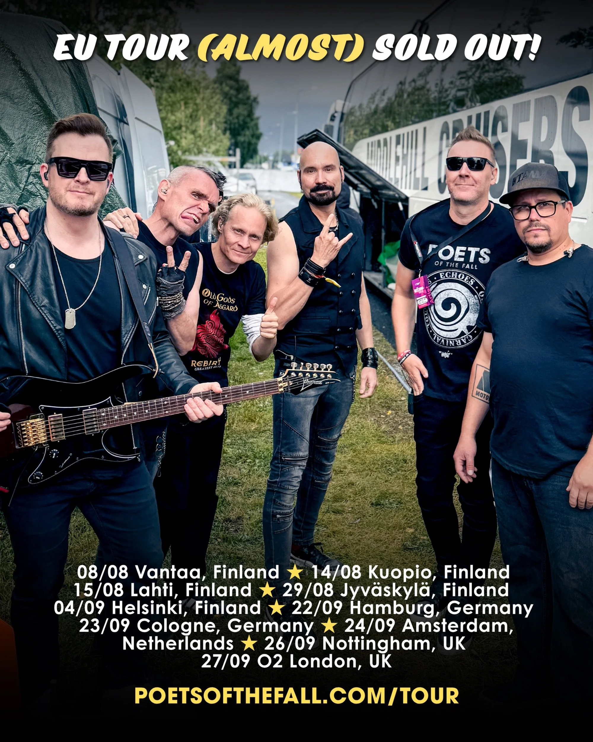 Hey friends! Some of our European tour dates have already sold out, and the remaining shows are filling up fast. If you&rsquo;ve been thinking about joining us, now&rsquo;s the time! 🙌🏼

🔥 All tour dates &amp; tickets: poetsofthefall.com/tour

See