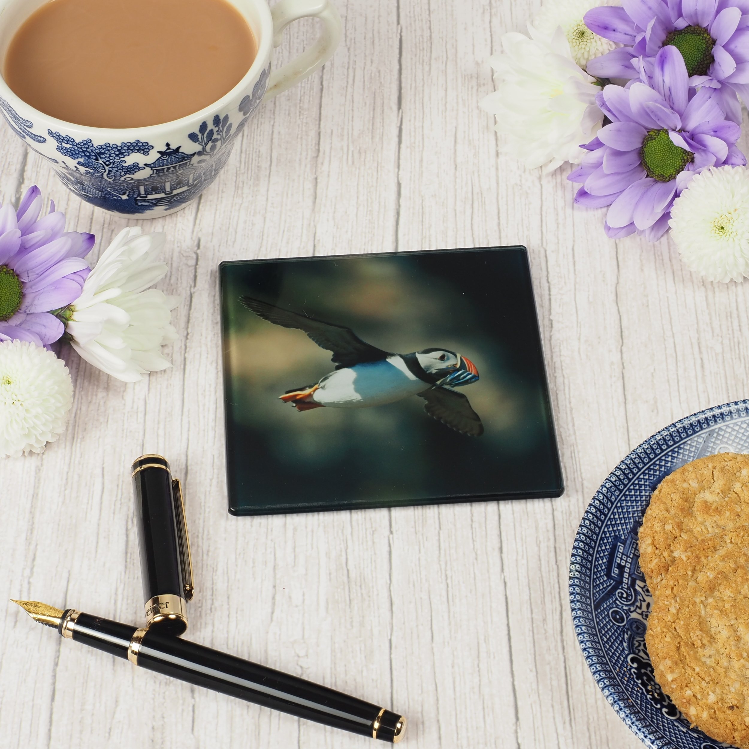 Puffin Coaster 1 - Glass