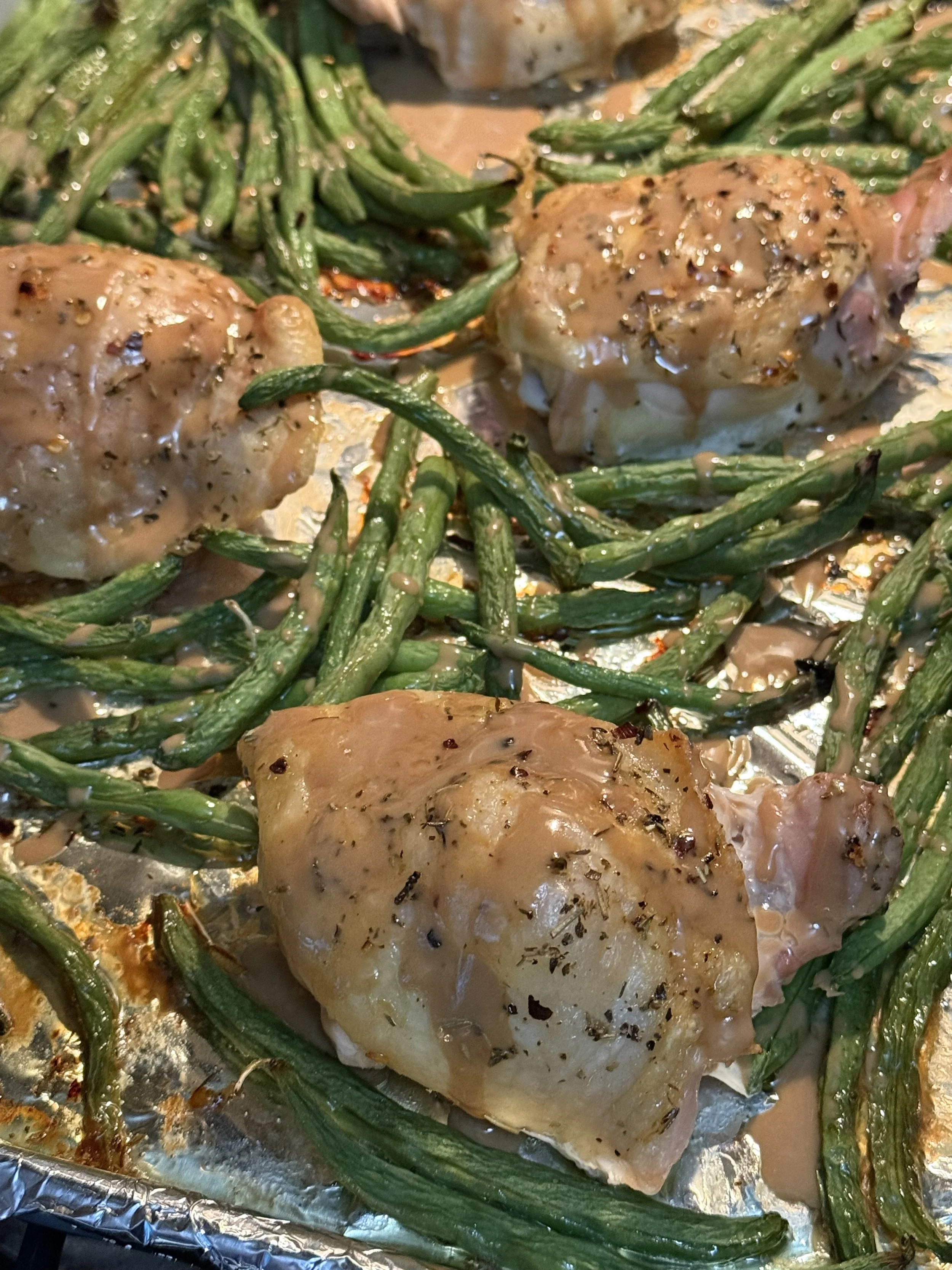 Sheet Pan Chicken, Green Beans &amp; Tomatoes