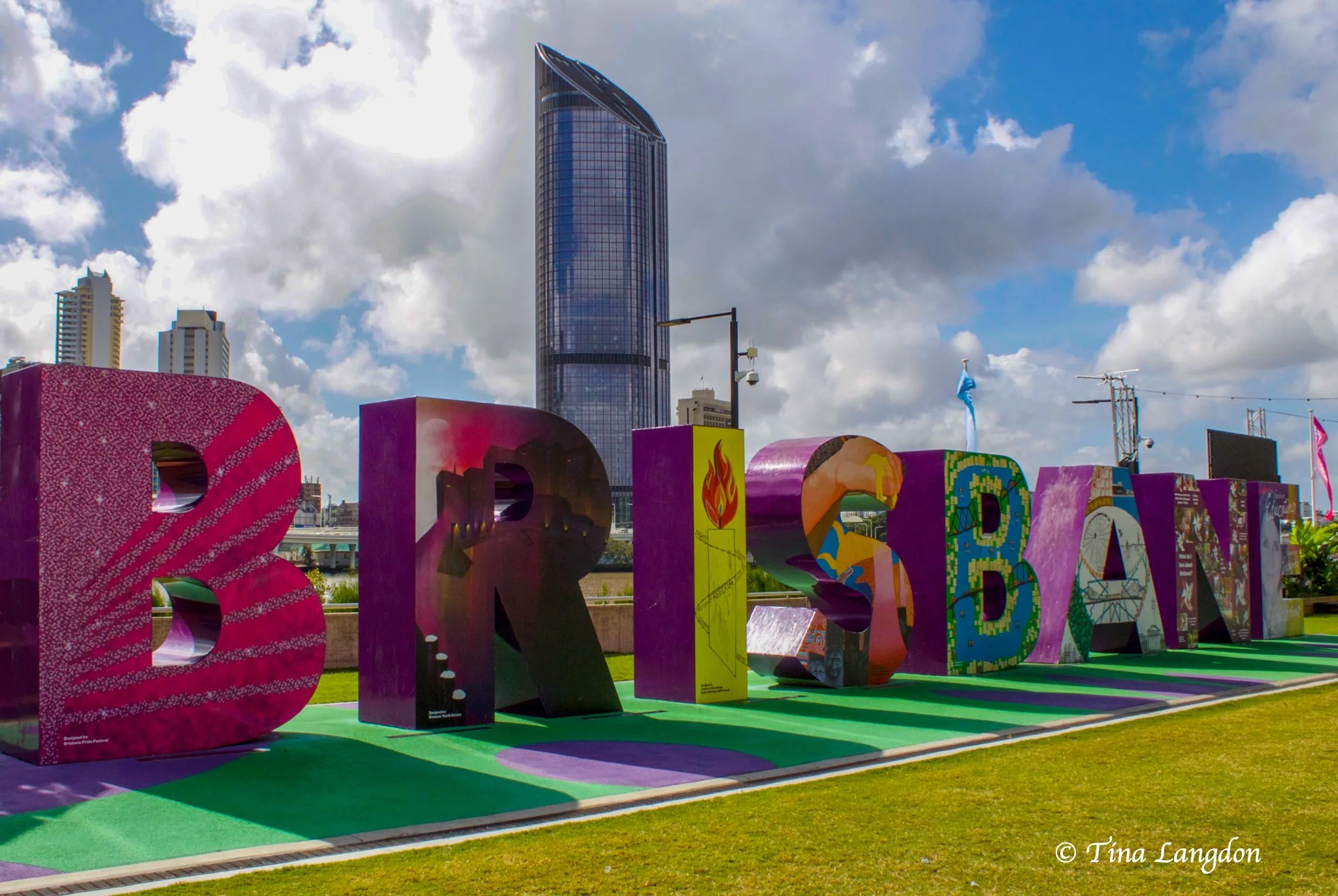 Brightly coloured Brisbane City sign at South Bank, Brisbane