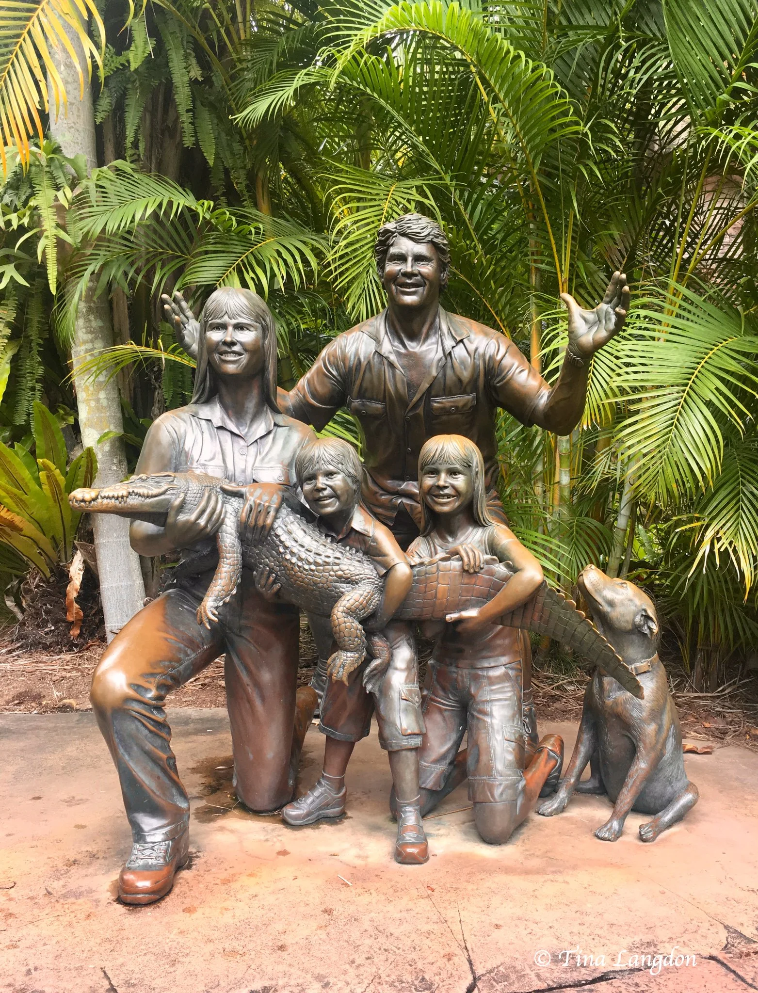 Bronze statue of Steve Irwin and his family at Australia Zoo, Queensland, Australia
