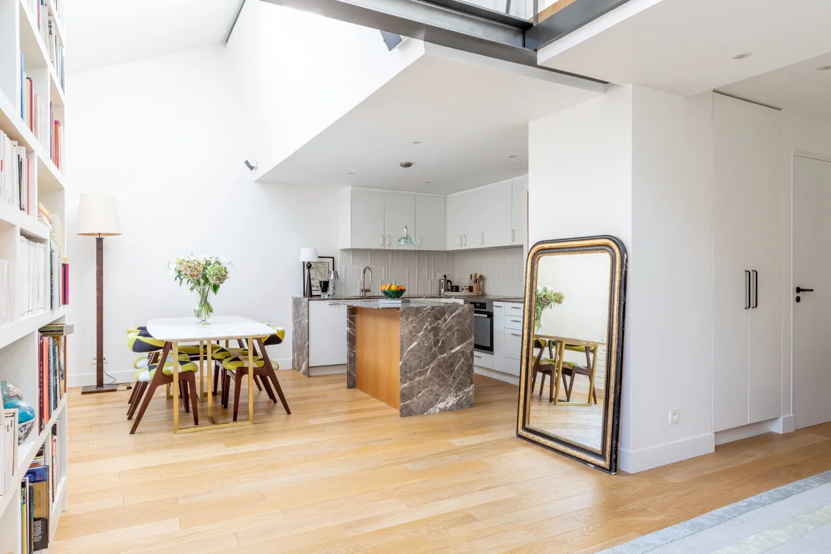 After - Kitchen redesigned and the pillar is now hidden in one of the wardrobes