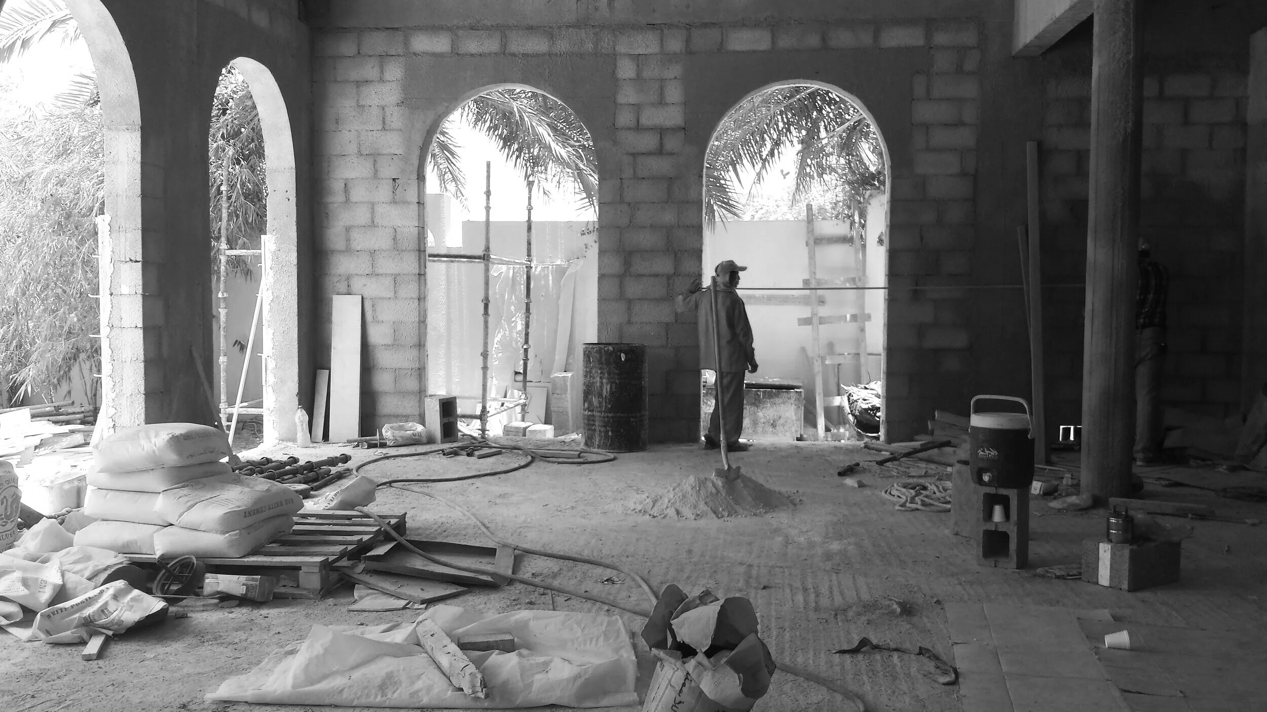 Before - Building a house with bricks and mortar in Dubai, UAE. 