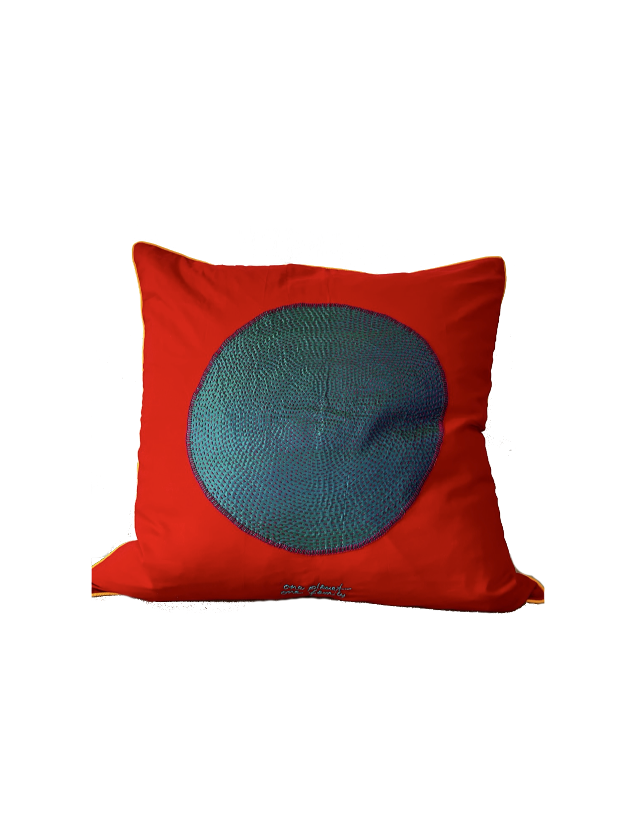 Red Blue ONe Planet one Family, Yellow Back