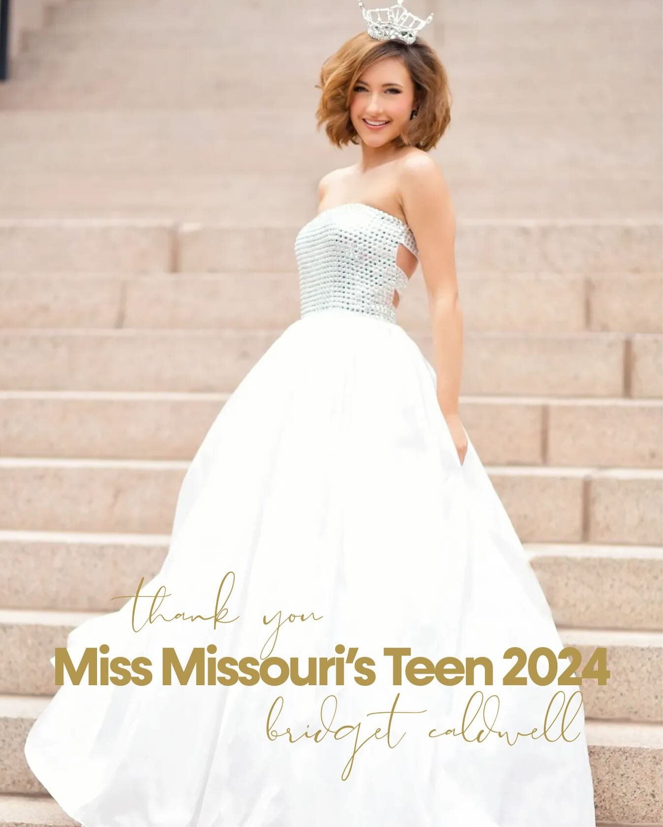 Thank you to Miss Missouri&rsquo;s Teen 2024, Bridget Caldwell, for an incredible year of service. 🤍

Bridget led with poise, grit, and enthusiasm, leaving a lasting legacy that will inspire for years to come. We are so proud of all she&rsquo;s acco
