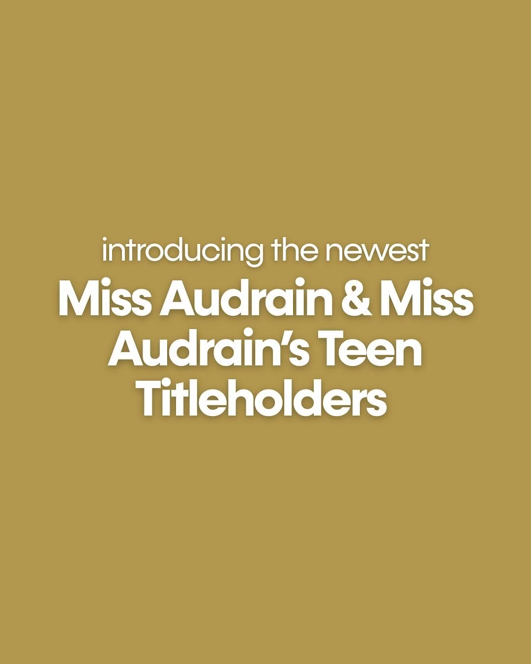 CONGRATULATIONS to our latest titleholders who were crowned at the Miss Audrain Pageant! 👑👑👑👑

Miss Audrain&rsquo;s Teen &mdash; Autumn Daras
Miss Brick City&rsquo;s Teen &mdash; Nicole Knop

Miss Audrain &mdash; Amanda Kelley
Miss Brick City &md