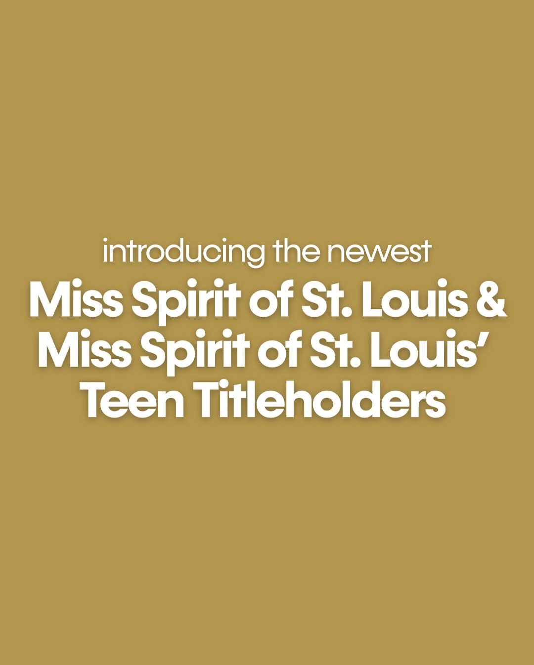 CONGRATULATIONS to our latest titleholders who were crowned at the Miss Spirit of St. Louis Pageant! 👑👑👑👑👑👑👑

Miss Spirit of St. Louis&rsquo; Teen, Tracy Theuri
Miss St. Charles County&rsquo;s Teen, Alice Kramer
Miss St. Louis County&rsquo;s T
