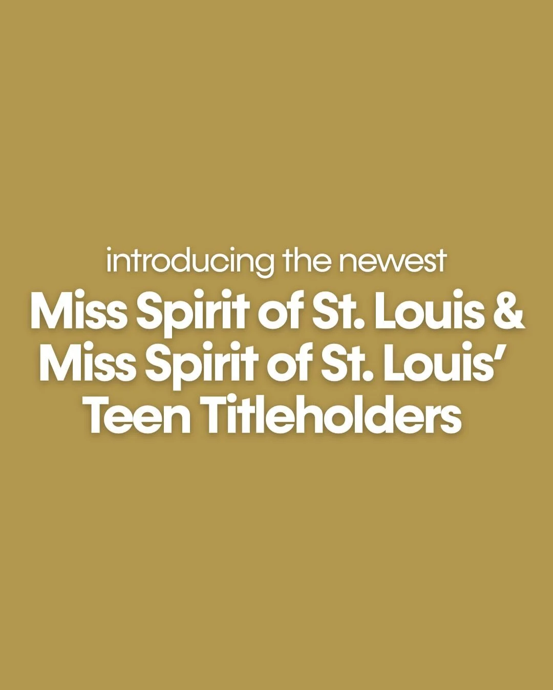CONGRATULATIONS to our latest titleholders who were crowned at the Miss Spirit of St. Louis Pageant! 👑👑👑👑👑👑👑

Miss Spirit of St. Louis&rsquo; Teen, Tracy Theuri
Miss St. Charles County&rsquo;s Teen, Alice Kramer
Miss St. Louis County&rsquo;s T