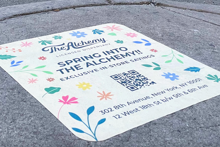 Sidewalk Decals Advertise The Alchemy Cannabis Shops