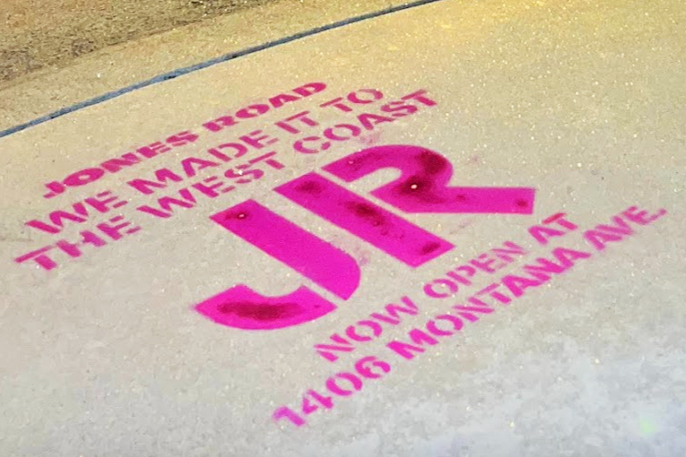 Sidewalk Stencils Advertise New Jones Road Beauty Store in Santa Monica