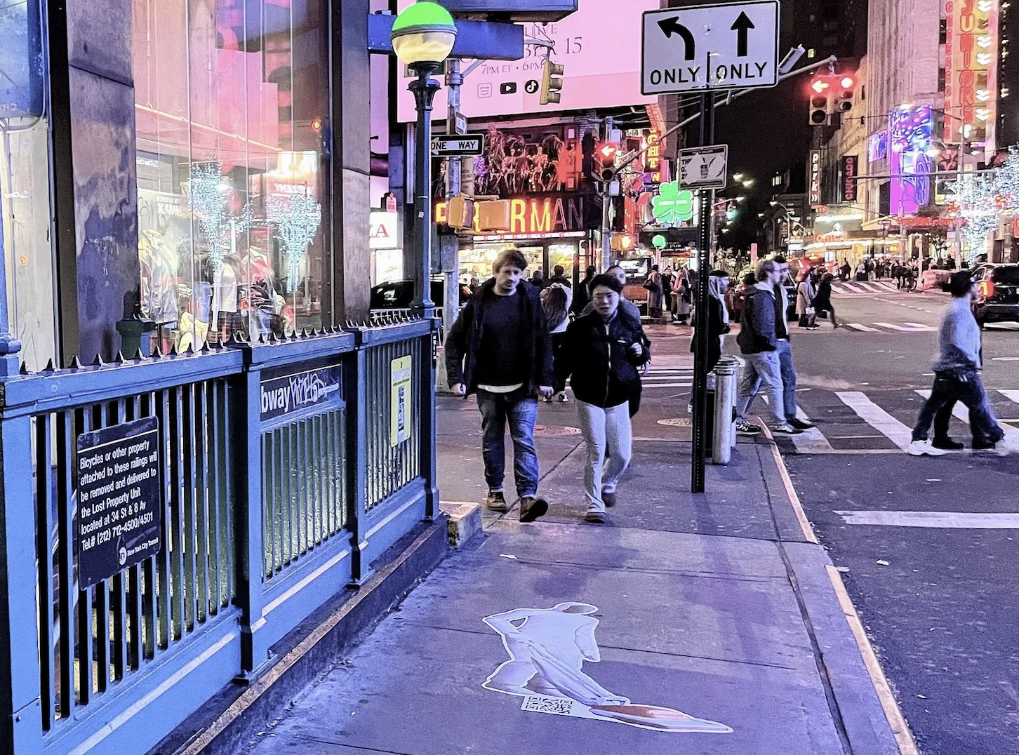 Sidewalk decal advertising in New York City