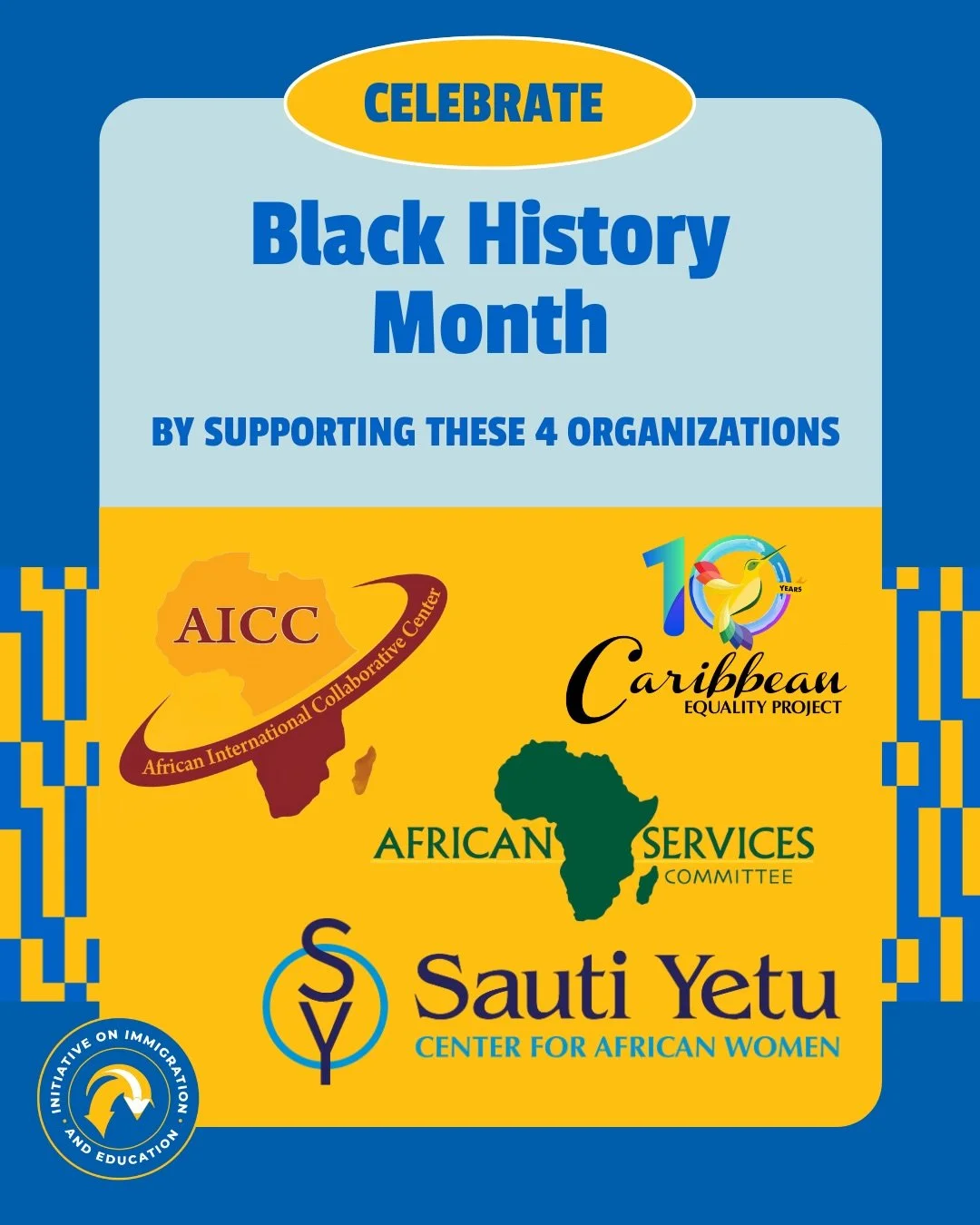 This Black History Month, we celebrate the power, resilience, and leadership of Black immigrant communities. ✨

Join us in uplifting and supporting:
💛 Sauti Yetu Center for African Women
🌍 African International Collaborative Center
🤝 African Servi