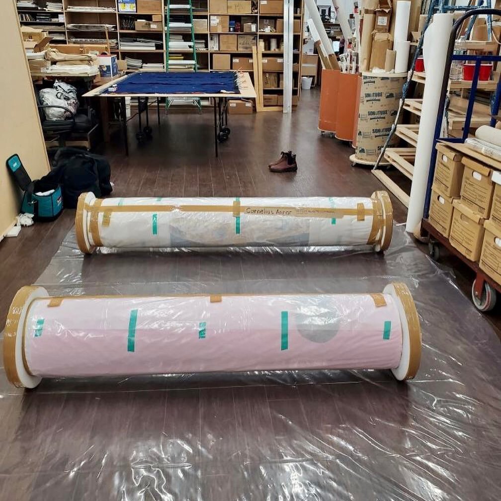 Chromatic FAS specializes in the handling of large scale works on paper or canvas.  Whether it&rsquo;s restretching, unstretching or rolling/folding we can get it done.  Here&rsquo;s an example of multiple paintings rolled on one tube for internation