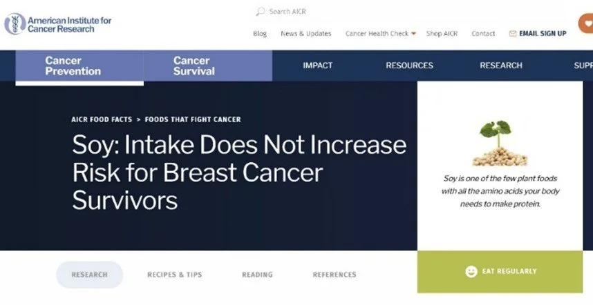 Soy intake does not increase risk for breast cancer survivors